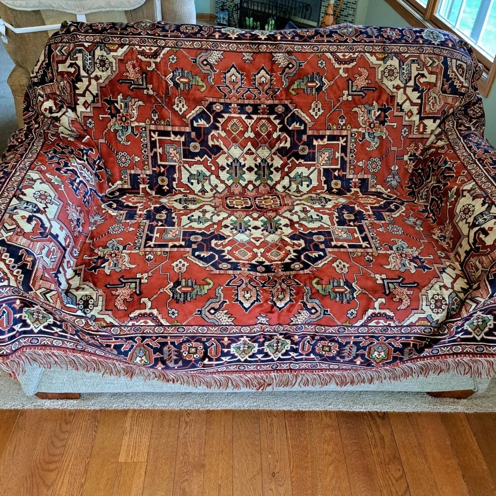 Vintage 1960s East German Sofa Cover / Rug – Vibrant & Mint Condition 74 X 58